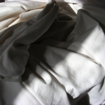 for collision or engagement1 (shadows) (2011); detail    scorched cotton, archival ink ; 260 x 240 cm